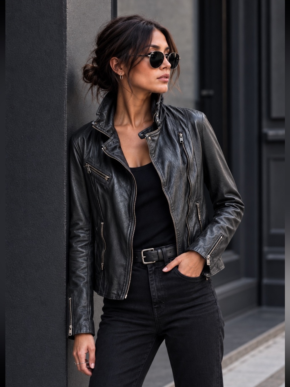 Muubaa Moto Lamb Leather Jacket